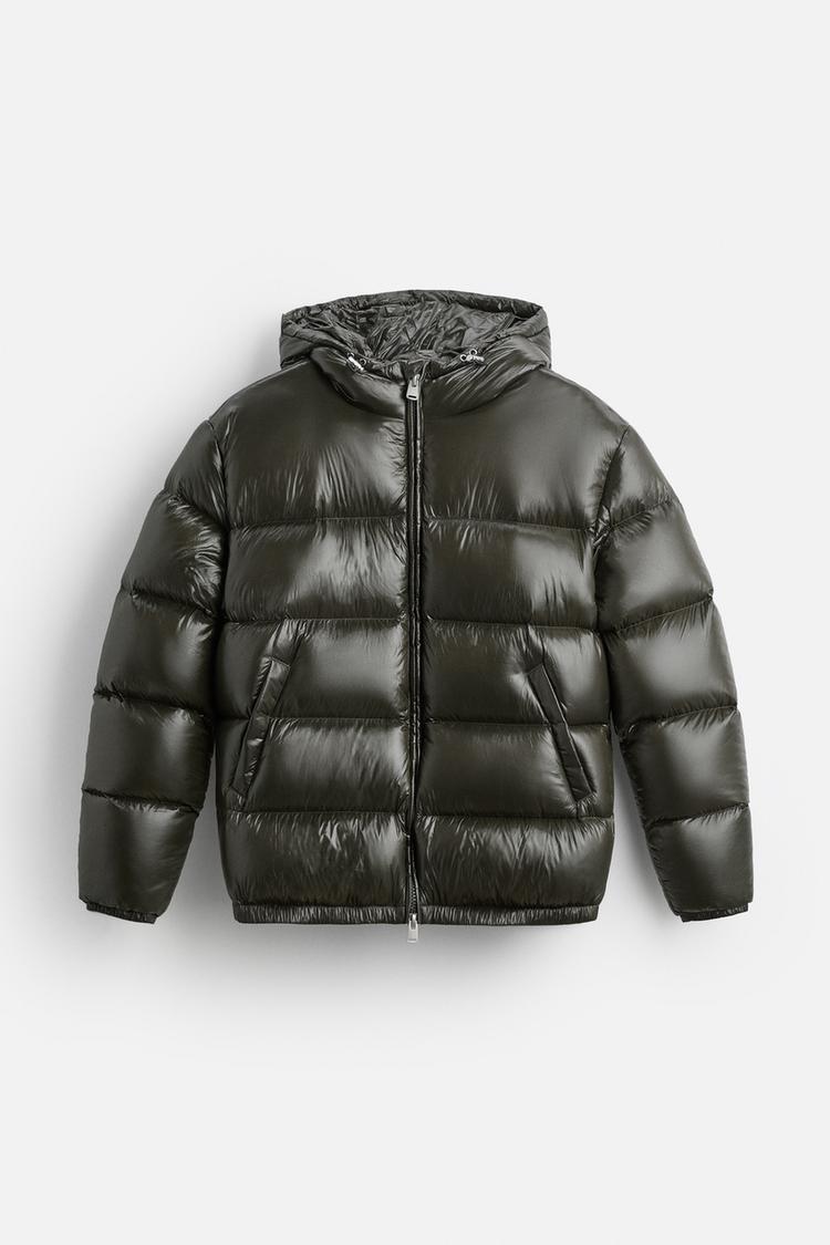 Men's Glossy Hooded Puffer Jacket