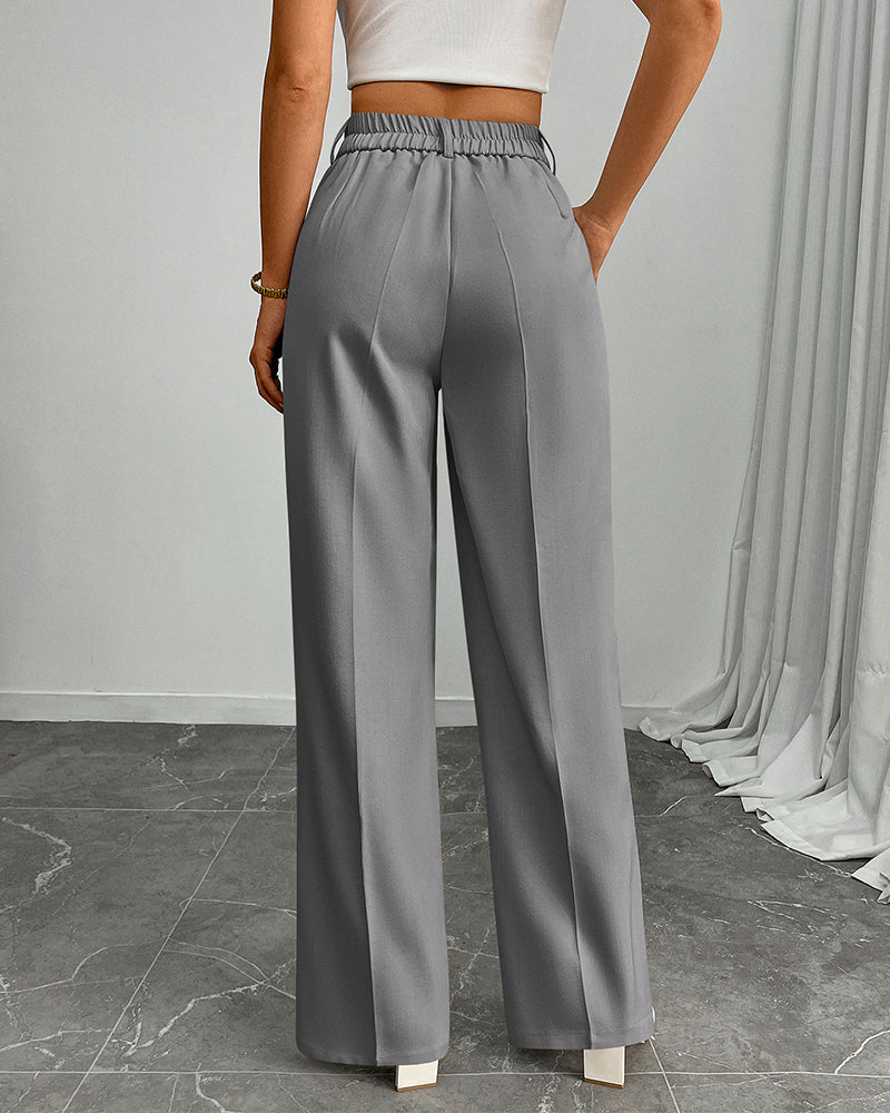 Women's High-Waisted Pleated Wide-Leg Pants