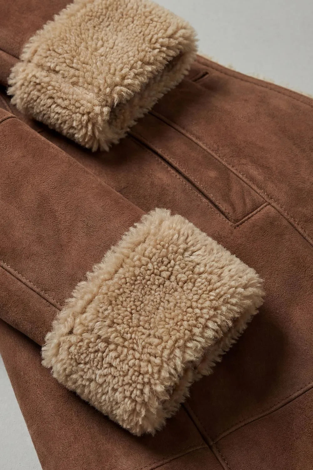 Women's Long Faux Suede Shearling Coat