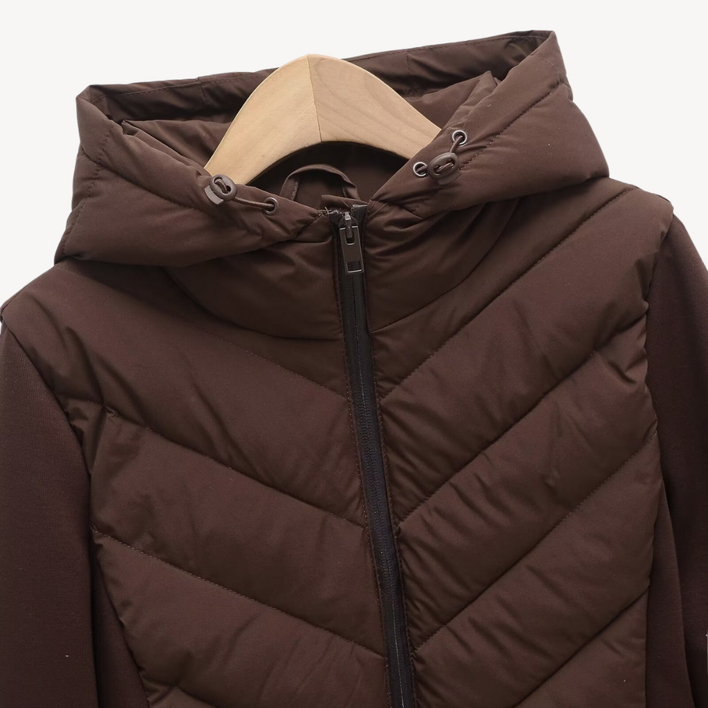 Women's Chevron Quilted Hybrid Hooded Jacket