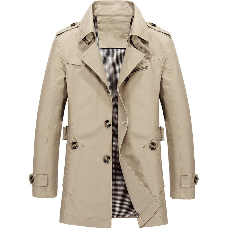 Men's Classic Mid-Length Trench Coat