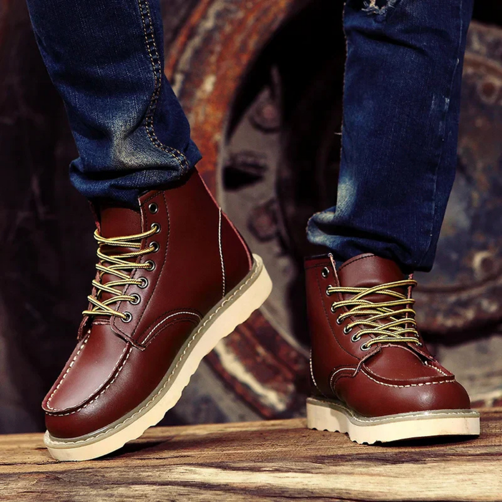 Men's Vintage Moc-Toe Lace-Up Work Boots