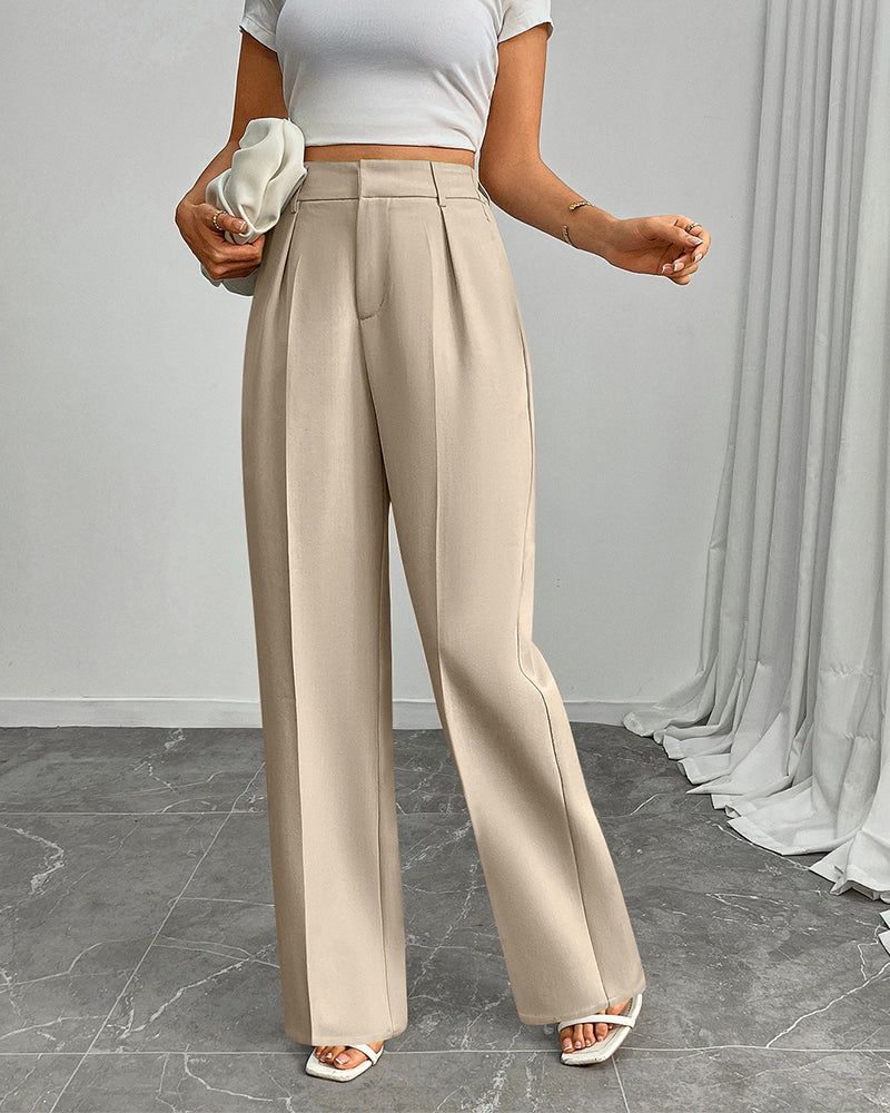 Women's High-Waisted Pleated Wide-Leg Pants