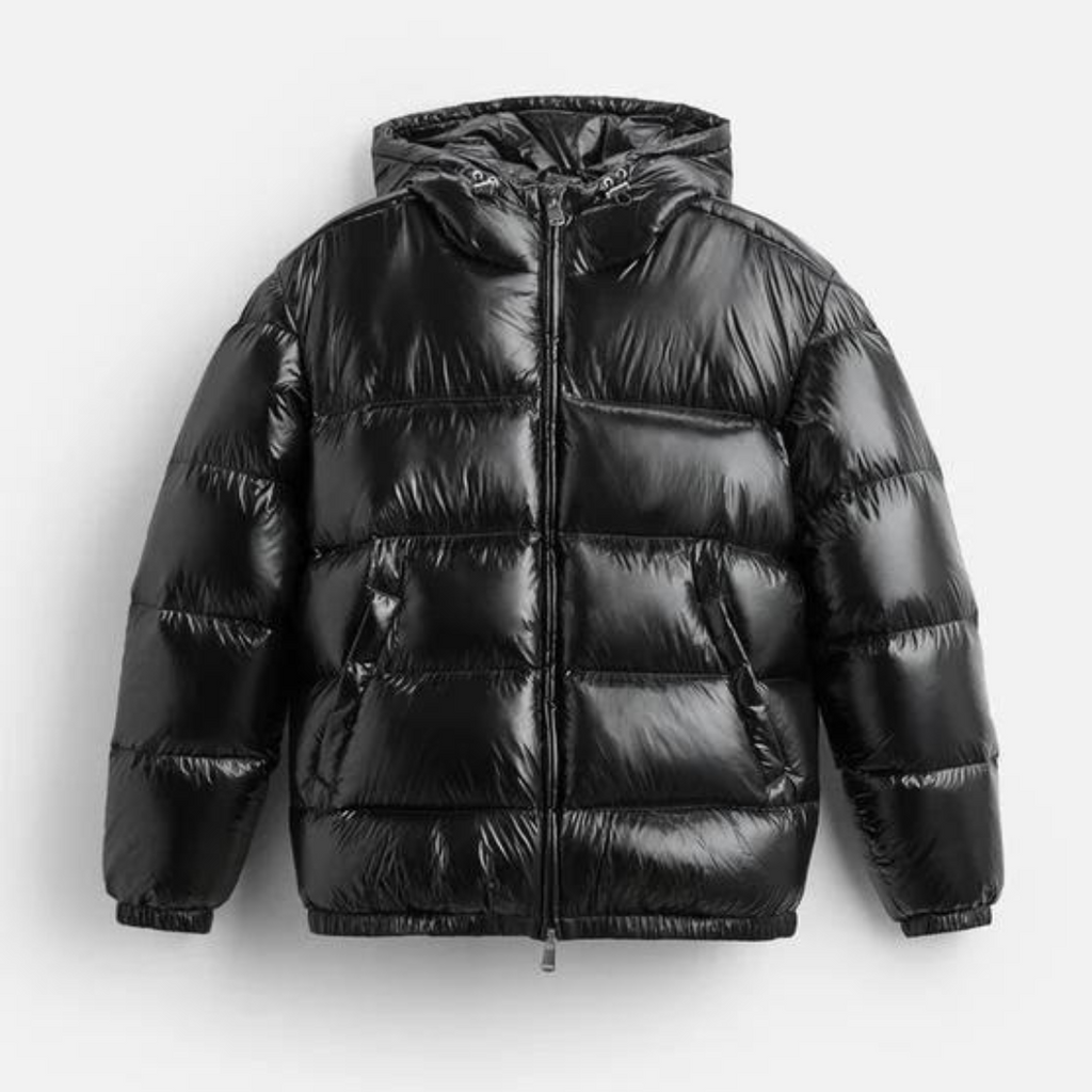 Men's Glossy Hooded Puffer Jacket