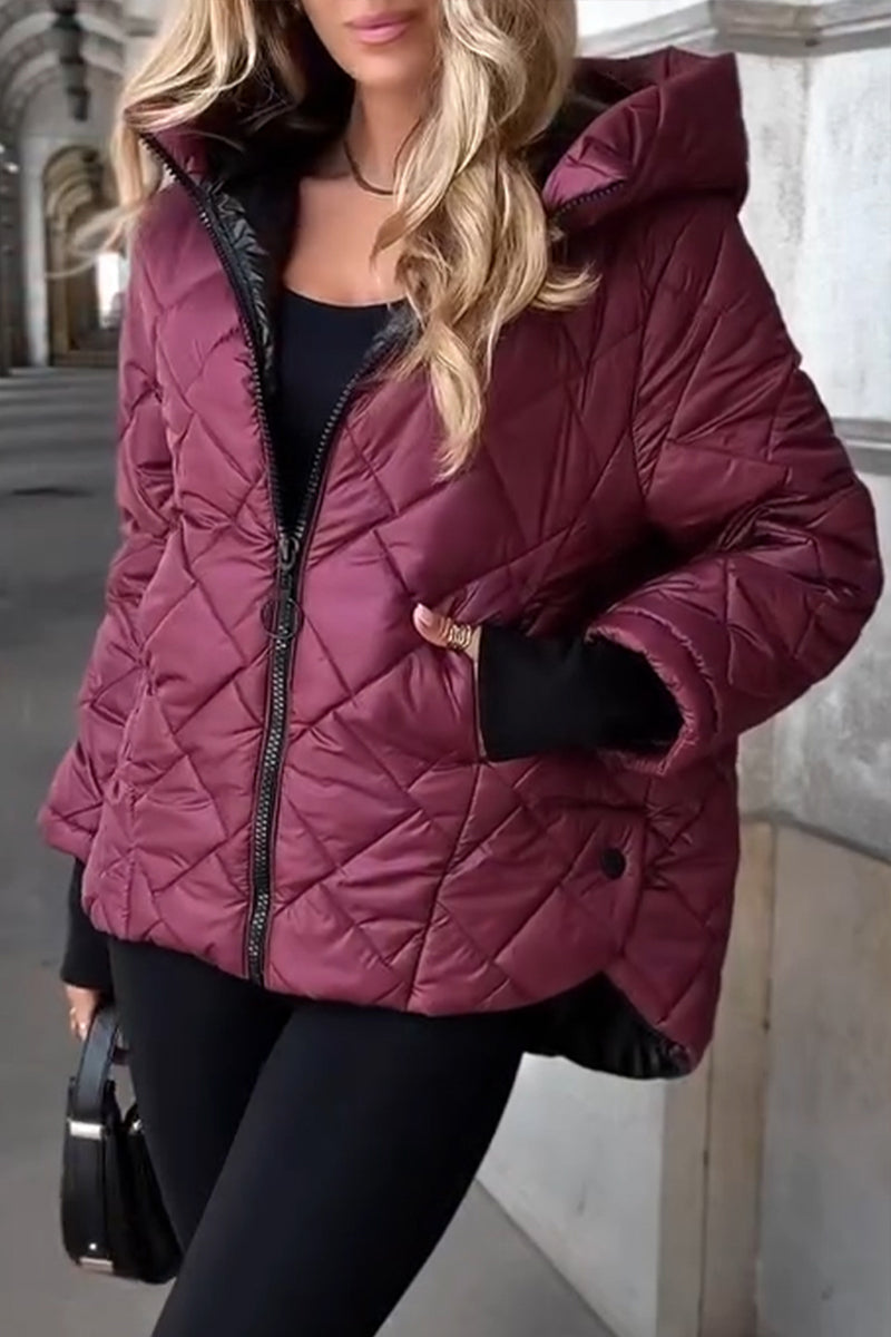 Women's Diamond Quilted Hooded Puffer Jacket