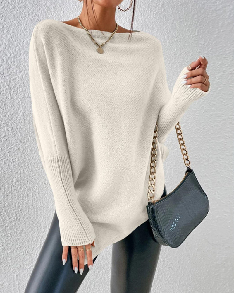 Women's Asymmetric Hem Batwing Knit Sweater