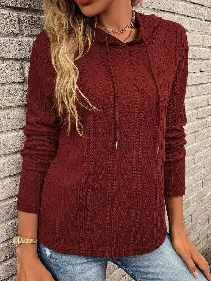 Women's Cable-Knit Drawstring Hooded Sweater