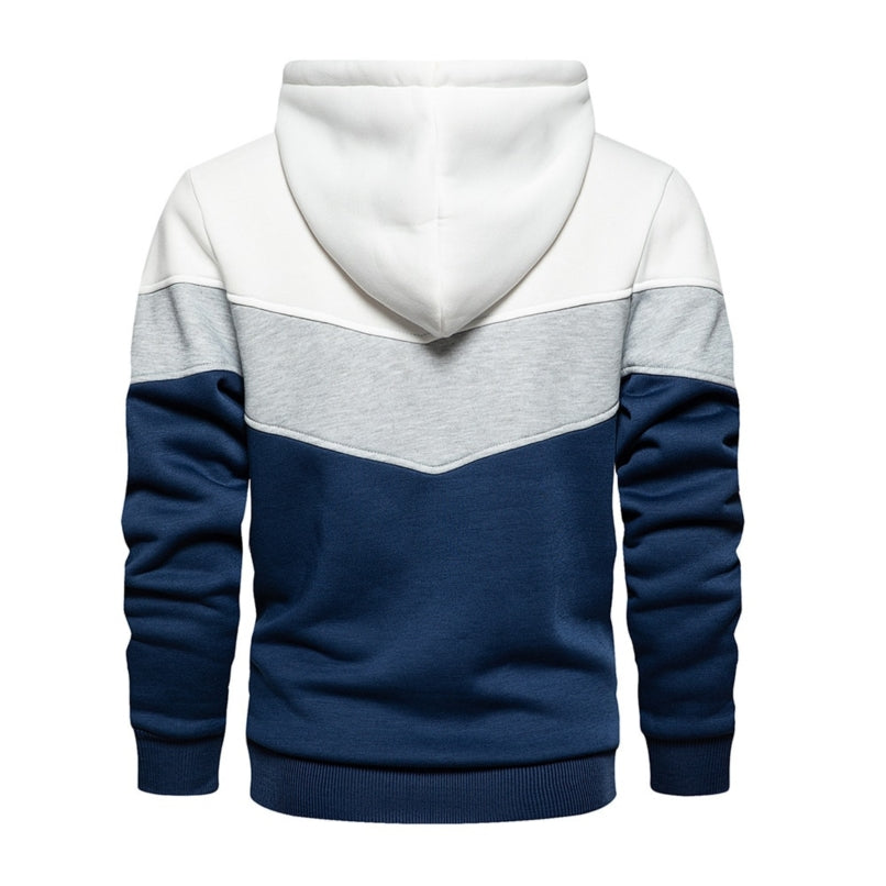 Men's Chevron Colorblock Fleece Pullover Hoodie