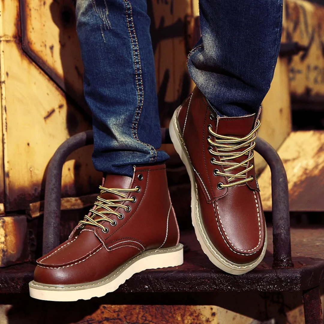 Men's Vintage Moc-Toe Lace-Up Work Boots