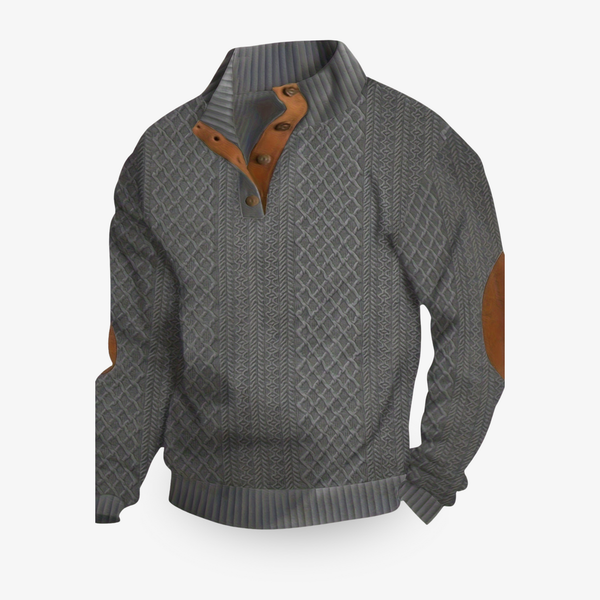 Men's Snap-Button Mock Neck Knit Sweater