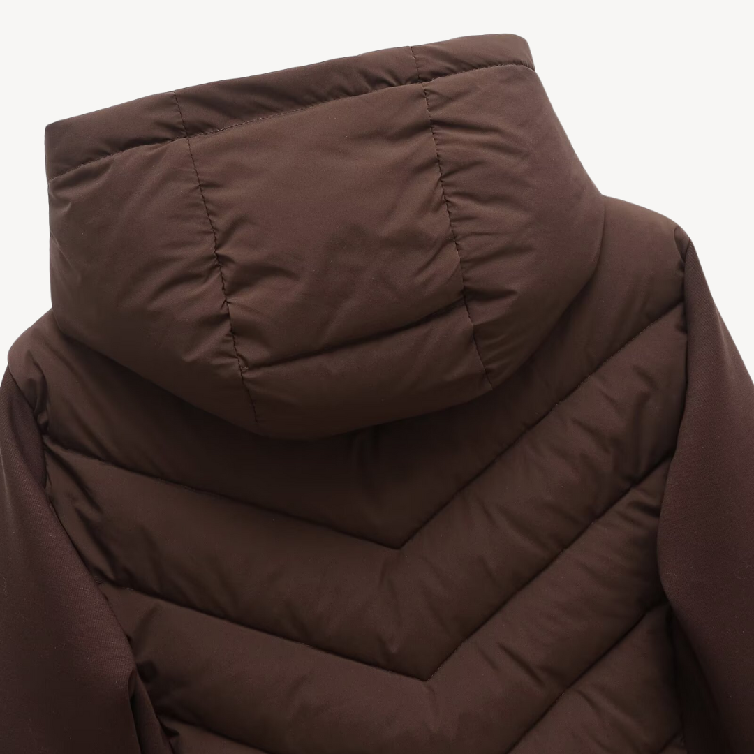Women's Chevron Quilted Hybrid Hooded Jacket