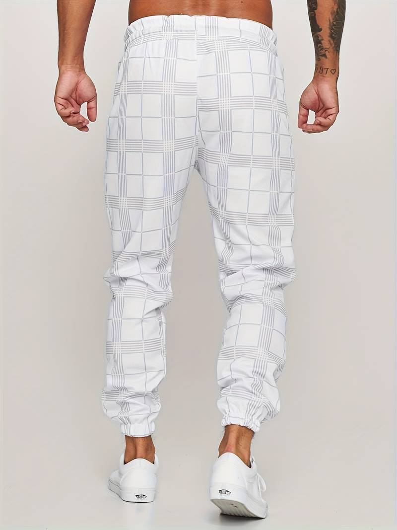 Men's Plaid Tapered Stretch Jogger Pants