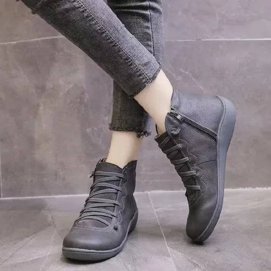 Women's Warm-Lined Flat Ankle Boots