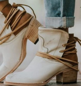 Women's Wrap-Tie Block Heel Ankle Boots