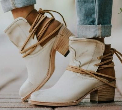Women's Wrap-Tie Block Heel Ankle Boots