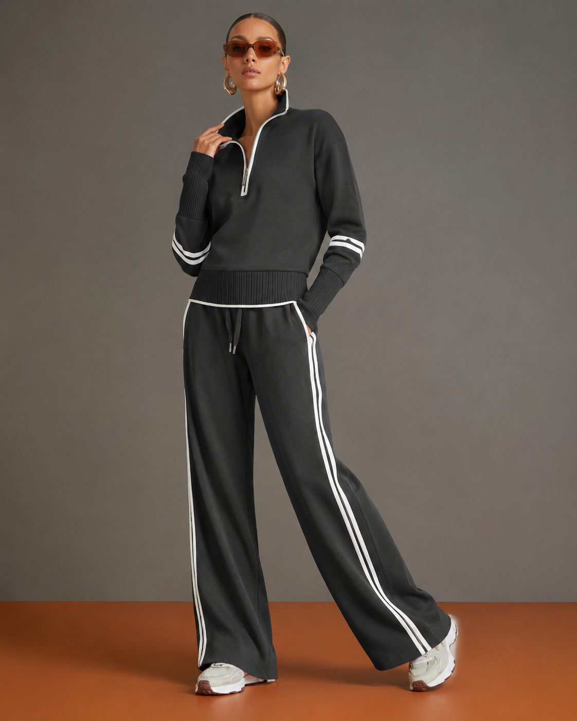Women's Two-Piece Zip Loungewear Set