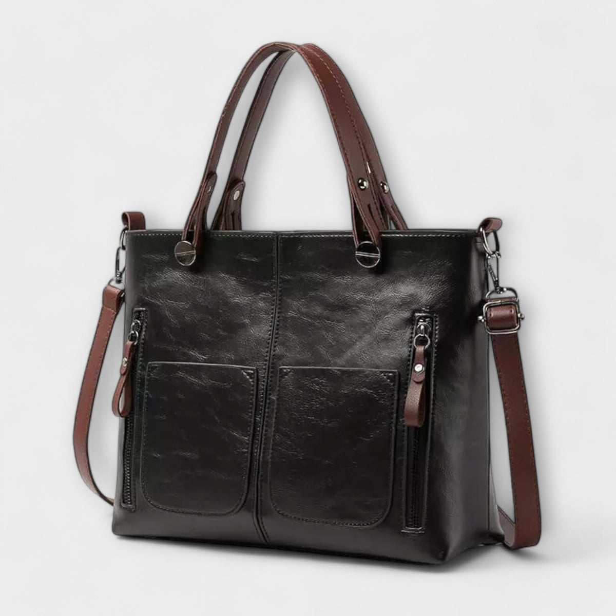 Women's Multi-Pocket Vintage Faux Leather Tote Bag