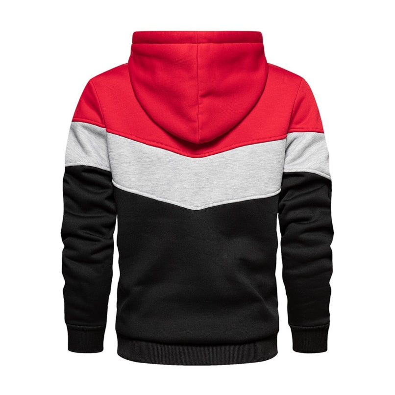 Men's Chevron Colorblock Fleece Pullover Hoodie