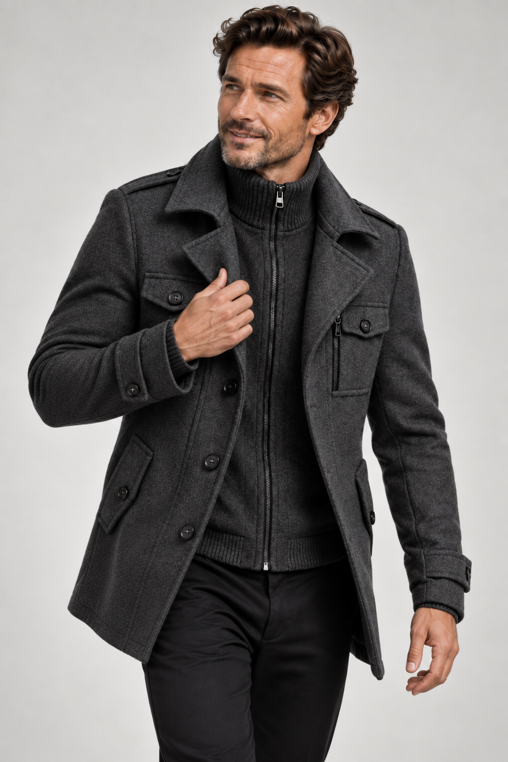 Men's Classic Wool-Blend Tailored Overcoat