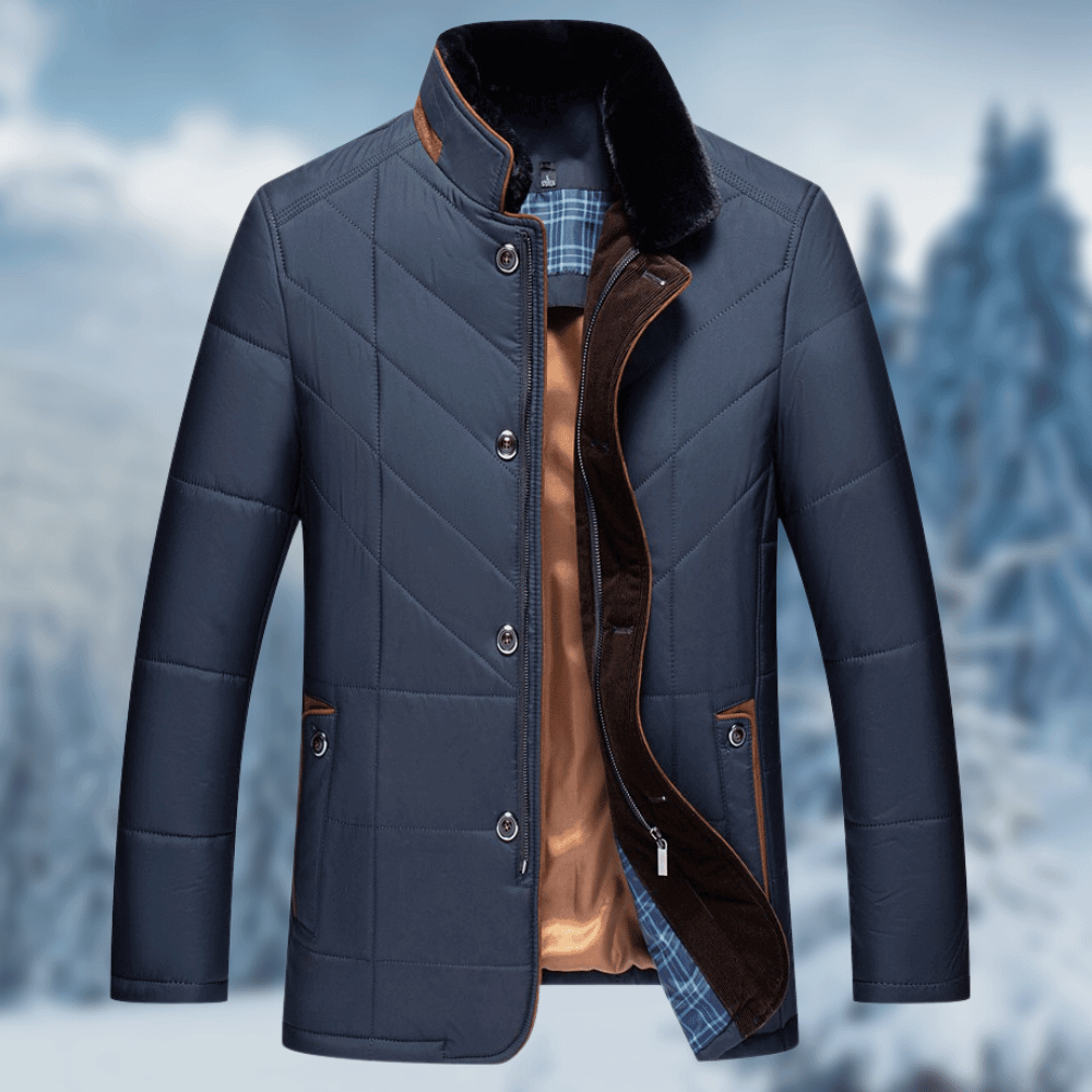 Men's Quilted Fur-Collar Winter Jacket