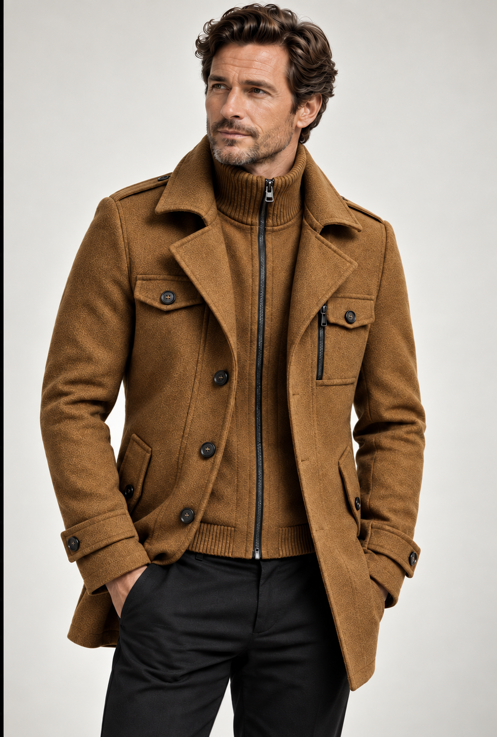 Men's Classic Wool-Blend Tailored Overcoat