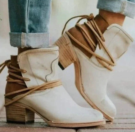 Women's Wrap-Tie Block Heel Ankle Boots
