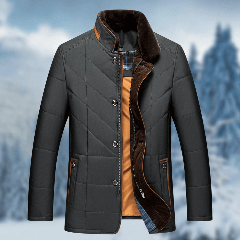 Men's Quilted Fur-Collar Winter Jacket