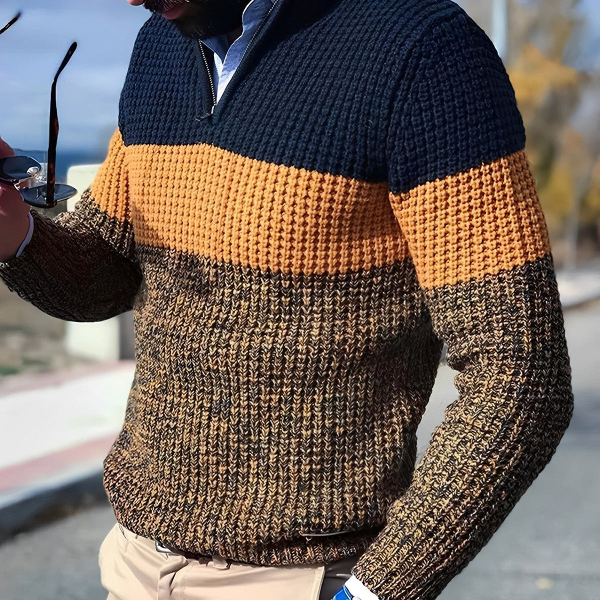 Men's Color Block Knit Sweater