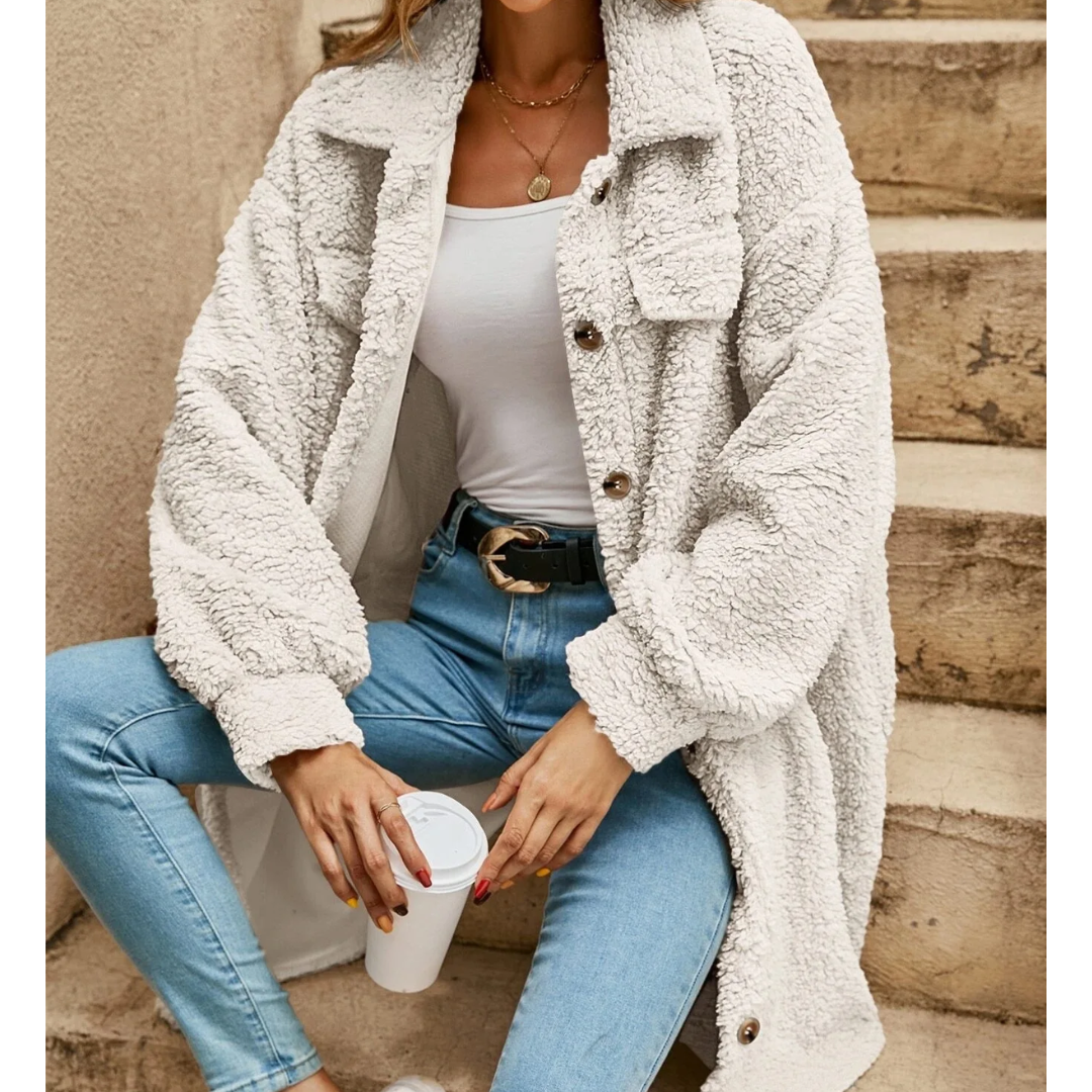 Women's Long Teddy Fleece Shirt Coat