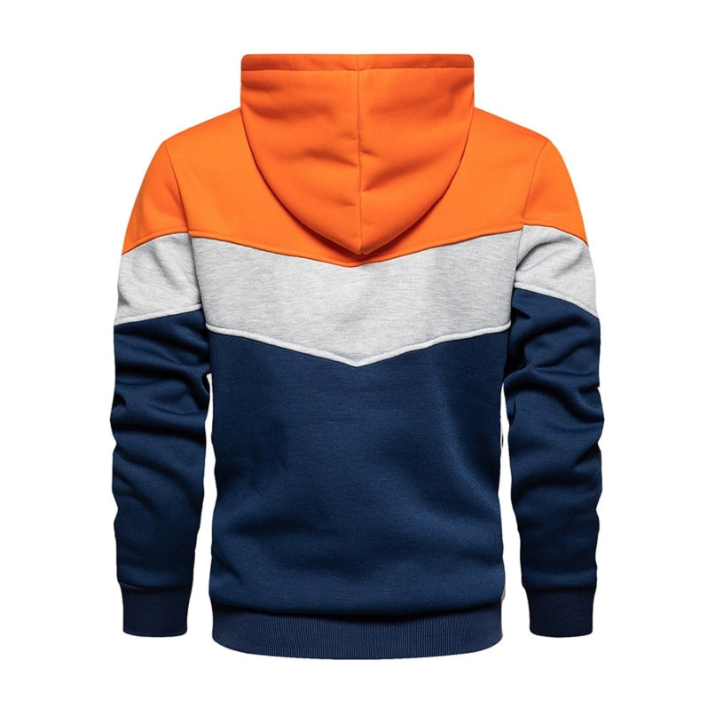 Men's Chevron Colorblock Fleece Pullover Hoodie