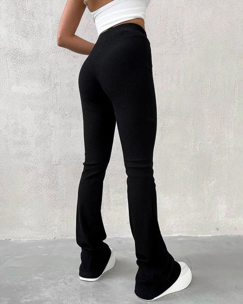 Women's High-Waisted Micro-Flare Pants