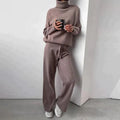 Women's 2-Piece Knit Turtleneck Sweater and Wide-Leg Pants Set