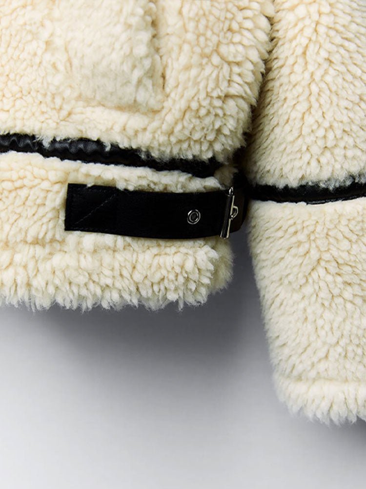 Women's Teddy Fleece Aviator Jacket with Contrast Piping
