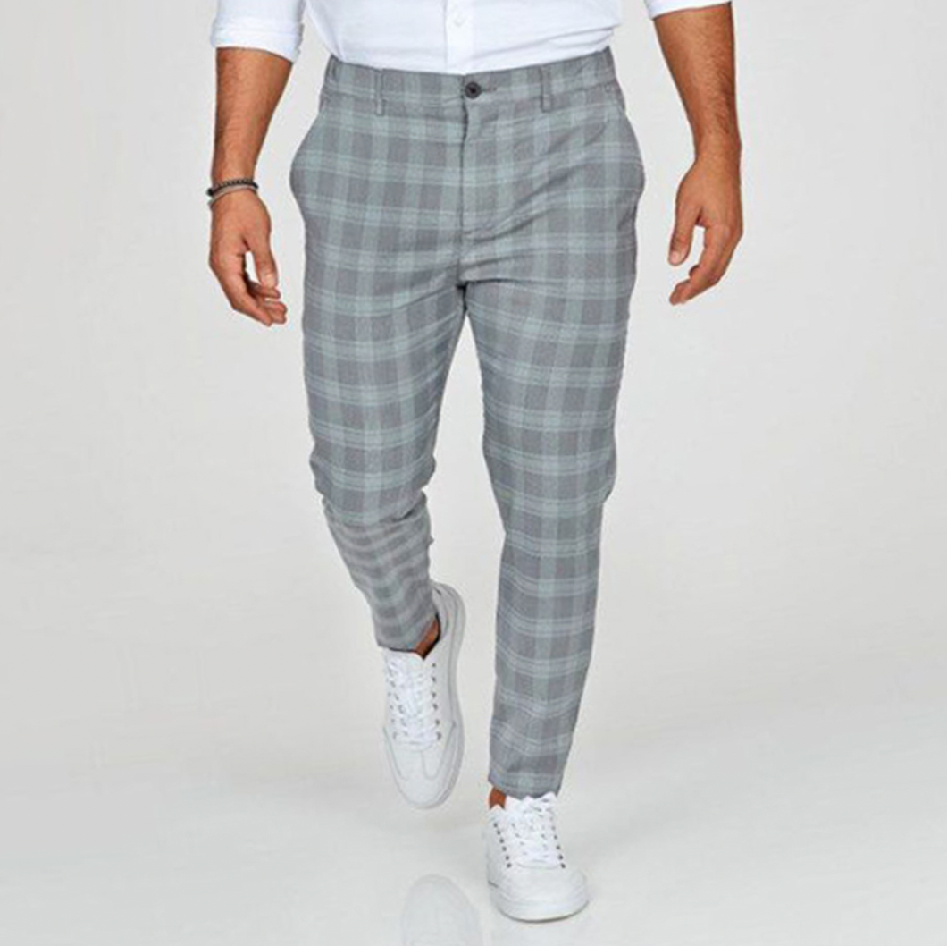 Men's Slim-Fit Plaid Pants