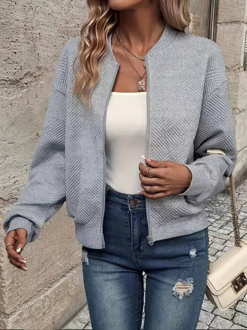 Women's Geometric Textured Bomber Jacket