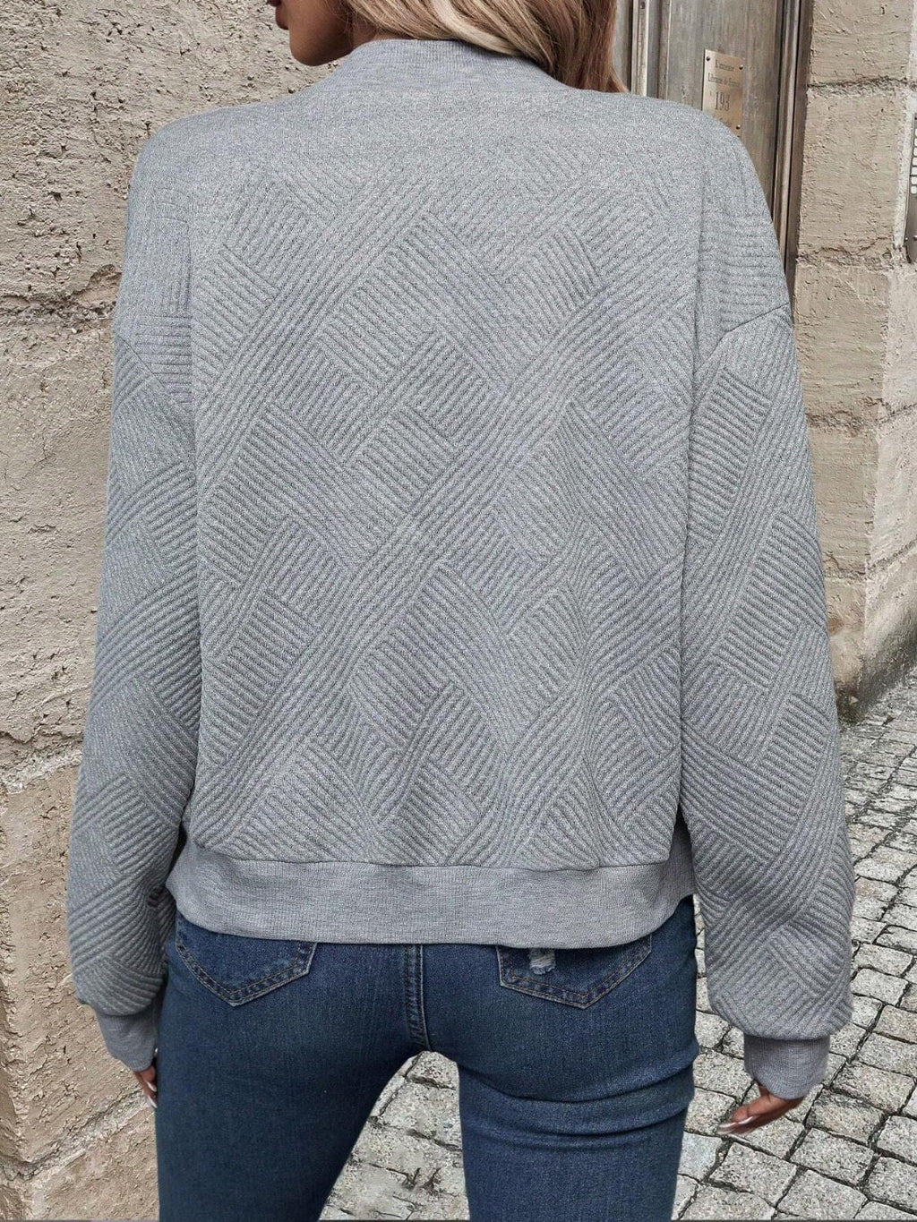 Women's Geometric Textured Bomber Jacket