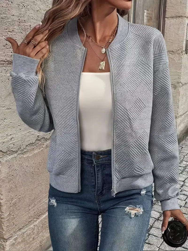 Women's Geometric Textured Bomber Jacket