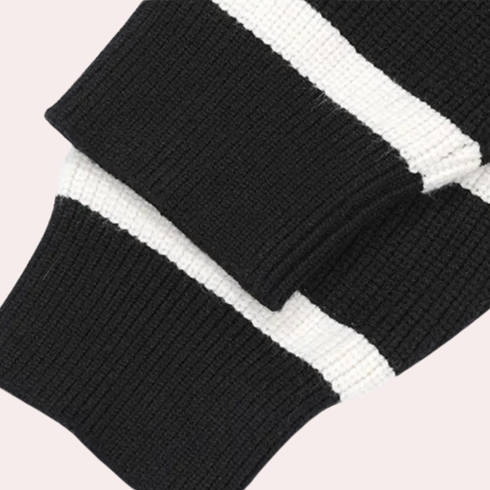Men's Striped Ribbed Knit Quarter-Zip Sweater