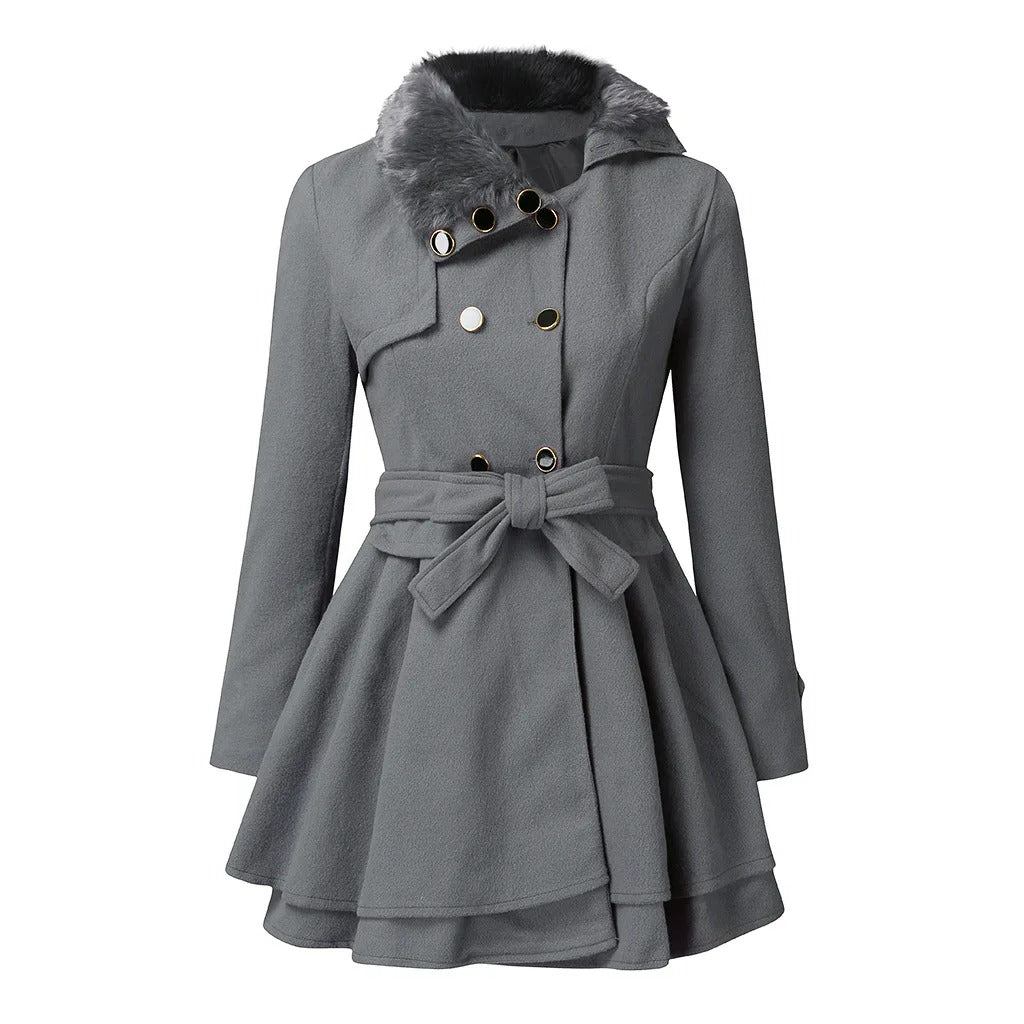 Women's Double-Breasted Belted Flare Coat