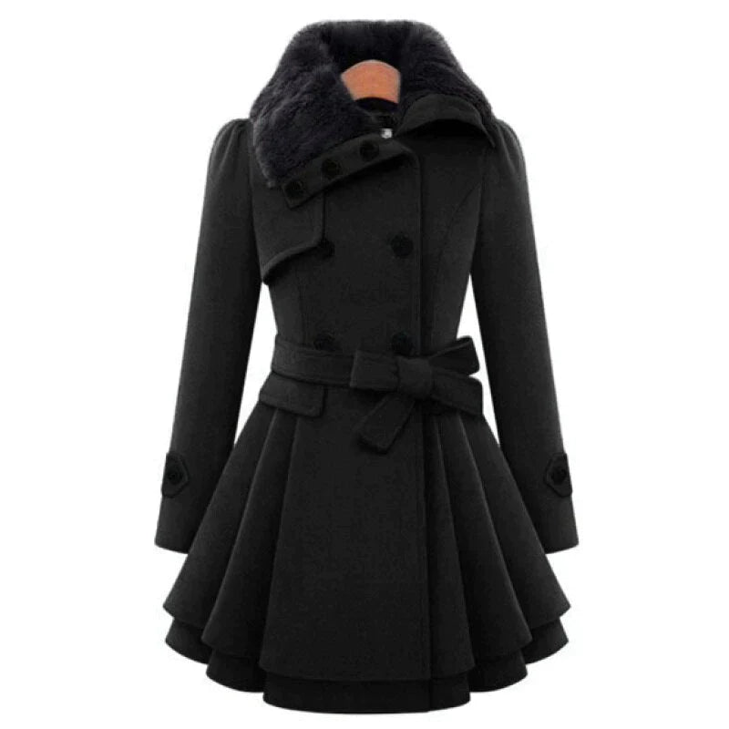 Women's Double-Breasted Belted Flare Coat