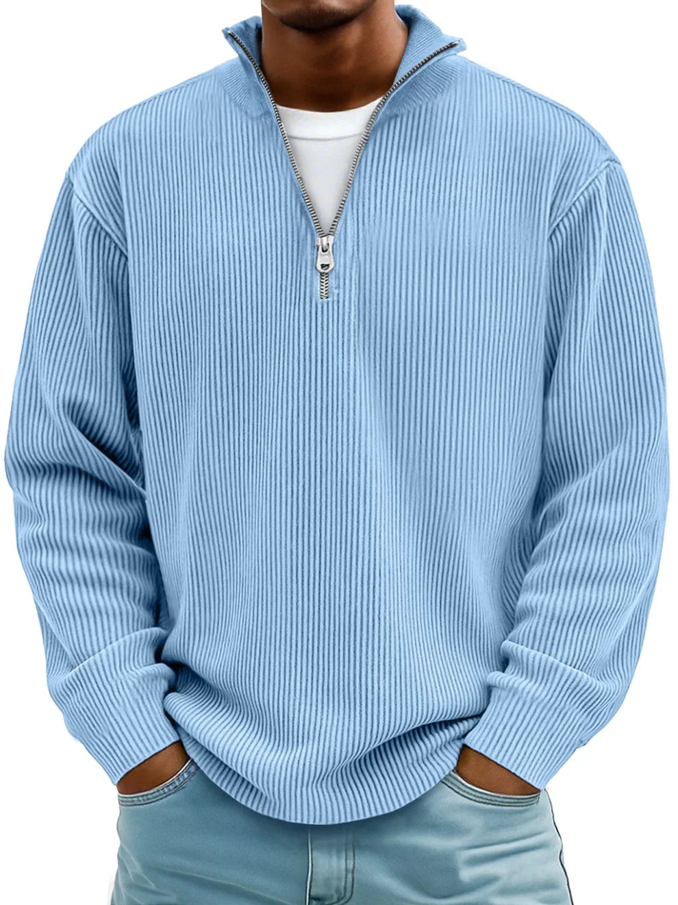 Men's Ribbed Knit Half-Zip Sweater