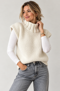 Women's Ribbed Turtleneck Sweater Vest