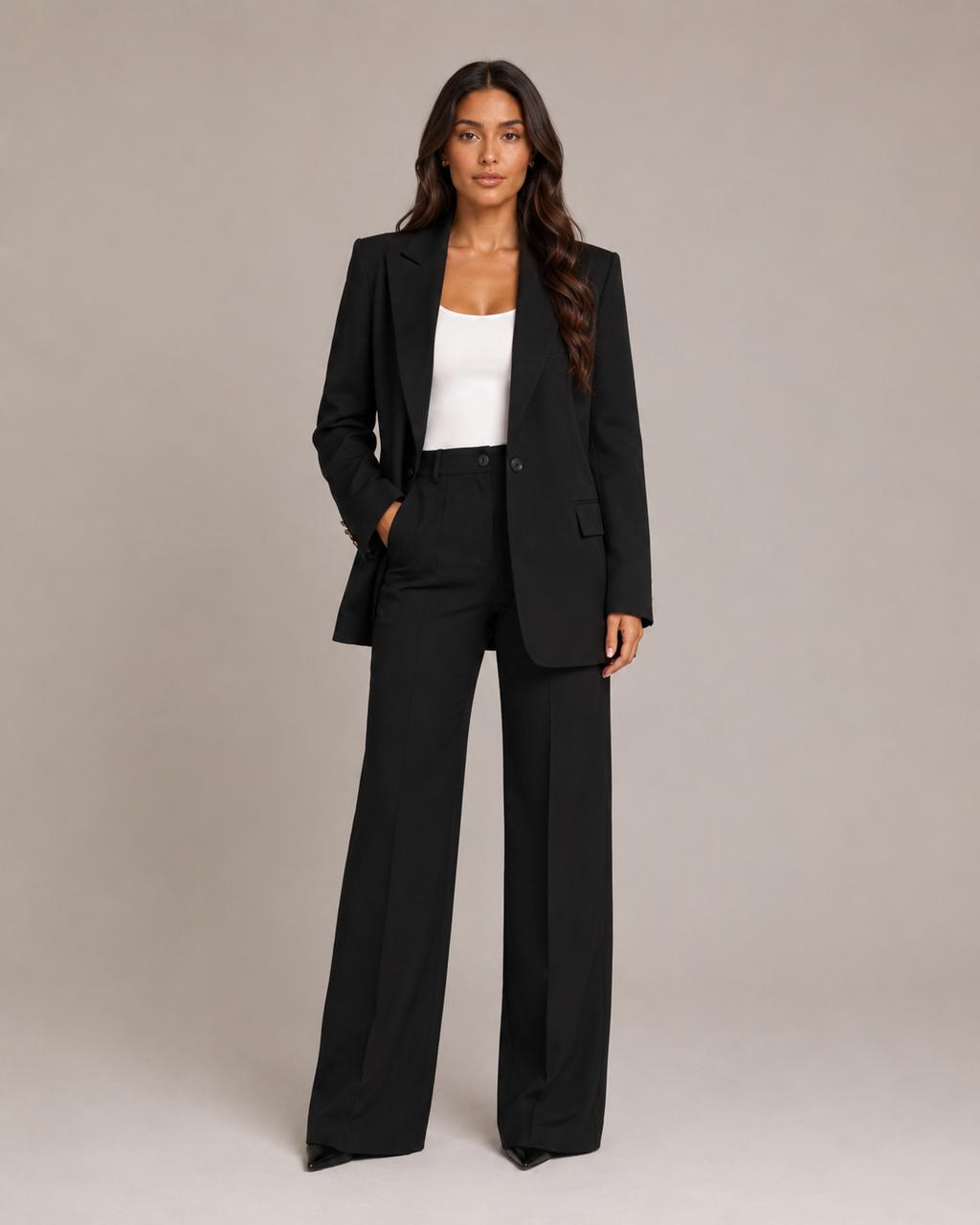 Women's Two-Piece Tailored Blazer & Straight-Leg Trouser Suit