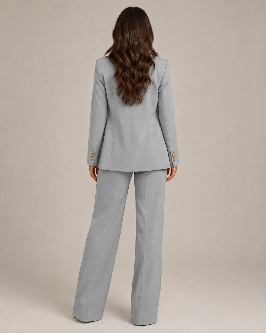 Women's Two-Piece Tailored Blazer & Straight-Leg Trouser Suit