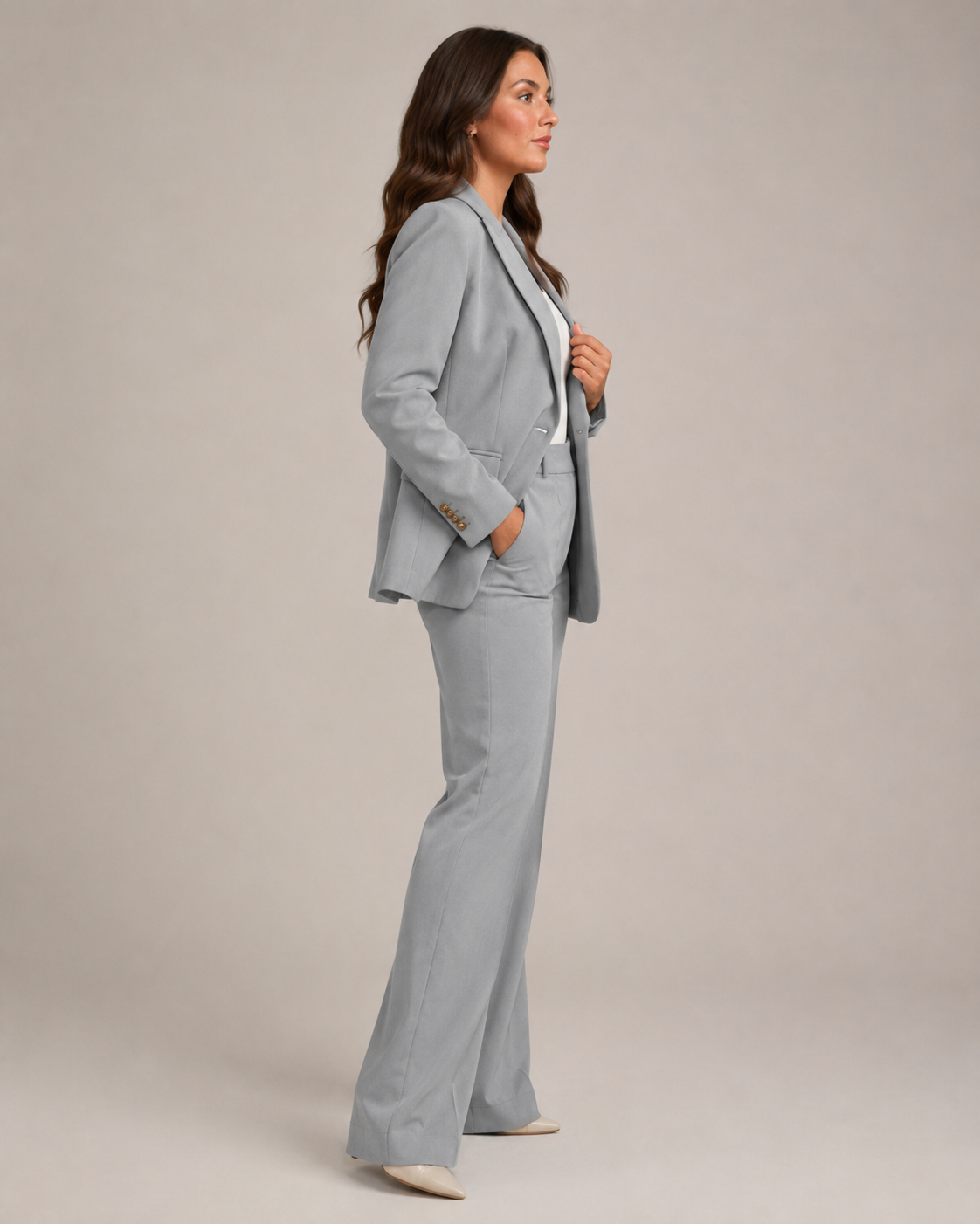 Women's Two-Piece Tailored Blazer & Straight-Leg Trouser Suit