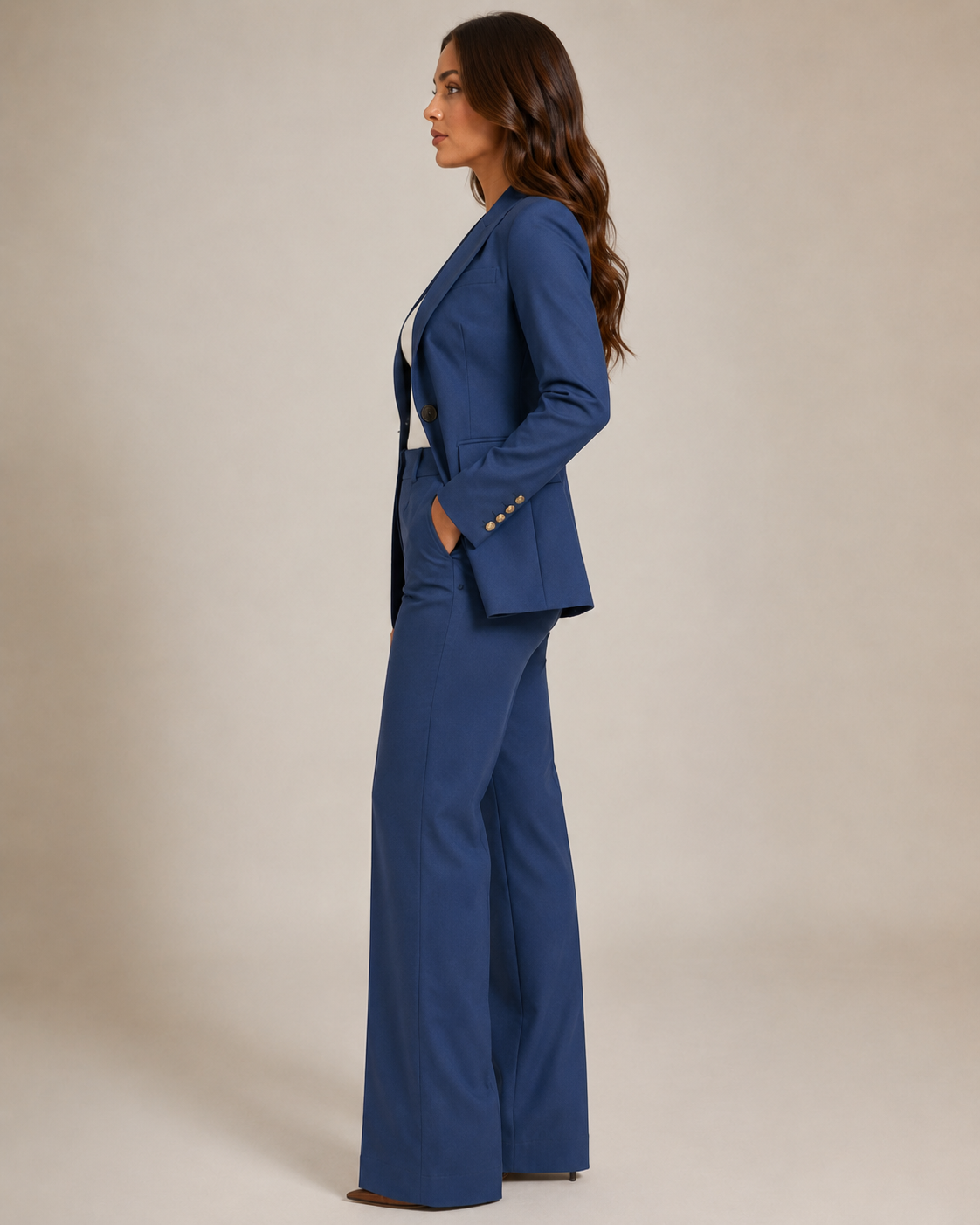 Women's Two-Piece Tailored Blazer & Straight-Leg Trouser Suit