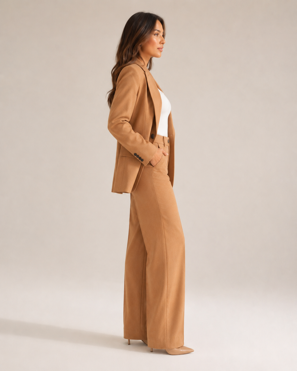 Women's Two-Piece Tailored Blazer & Straight-Leg Trouser Suit