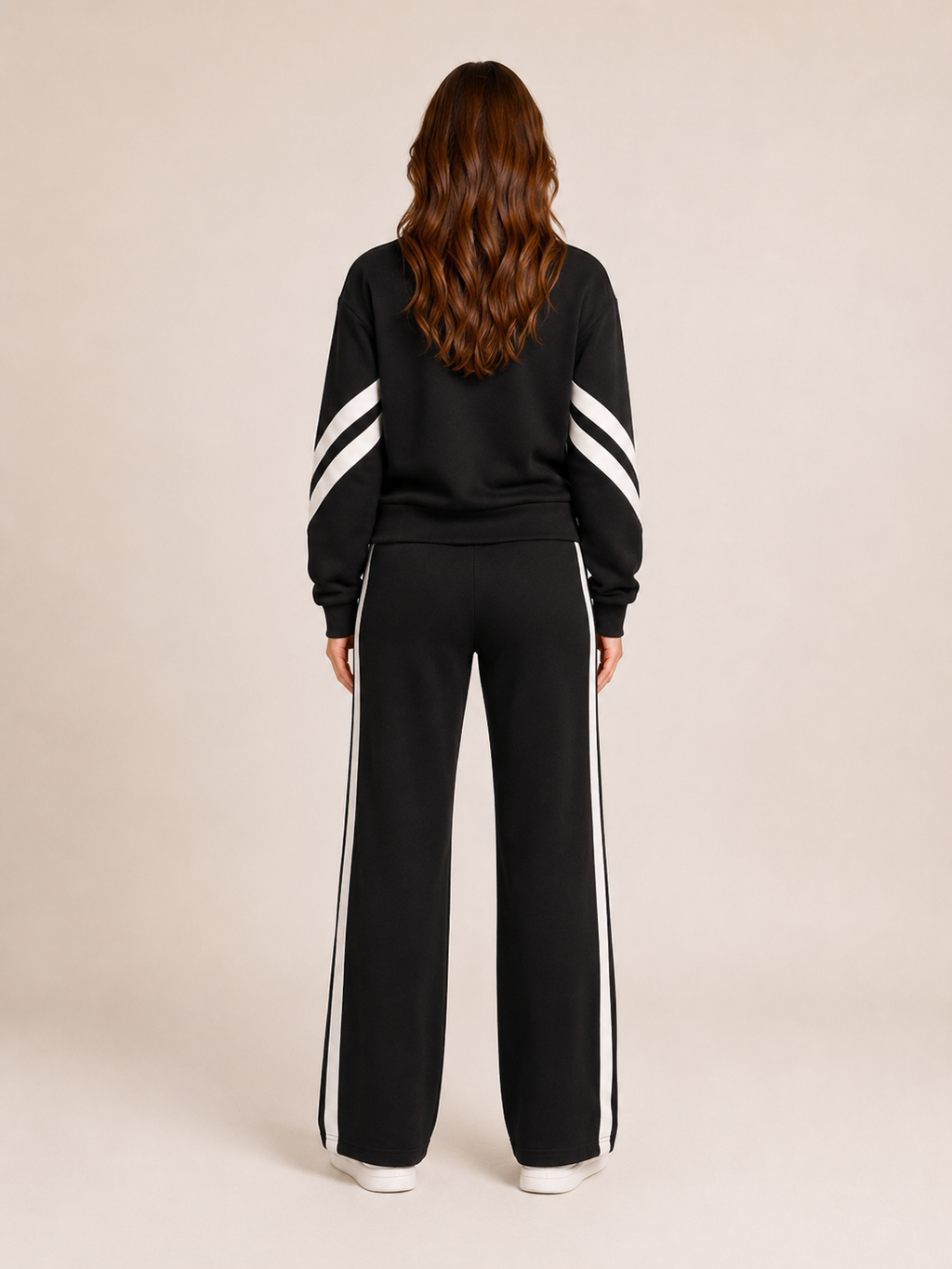 Women's Two-Piece Contrast Stripe Tracksuit Set