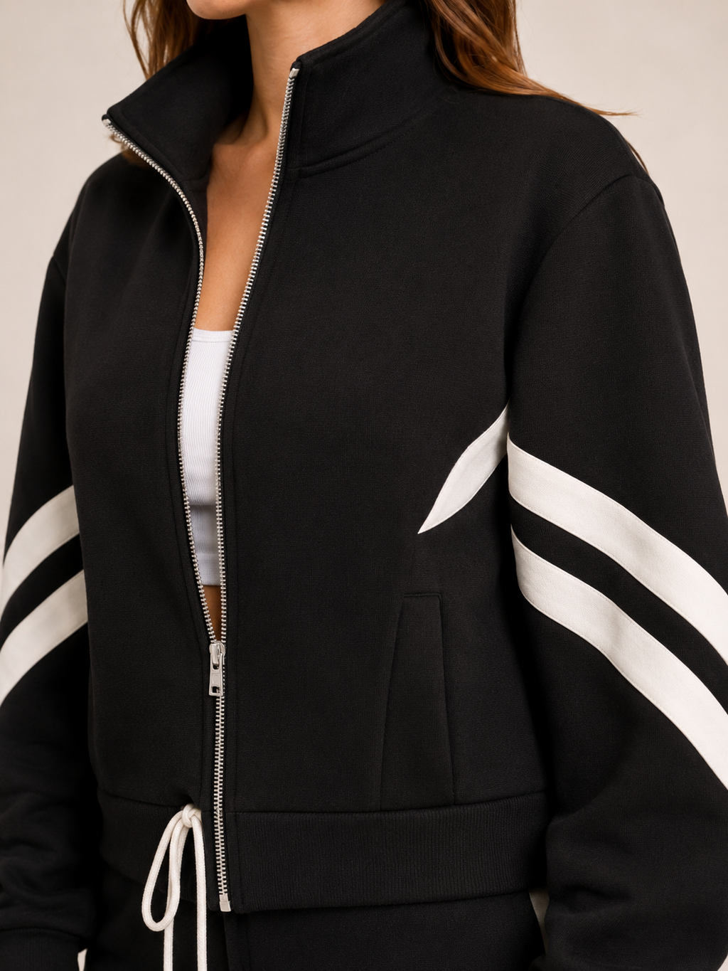 Women's Two-Piece Contrast Stripe Tracksuit Set