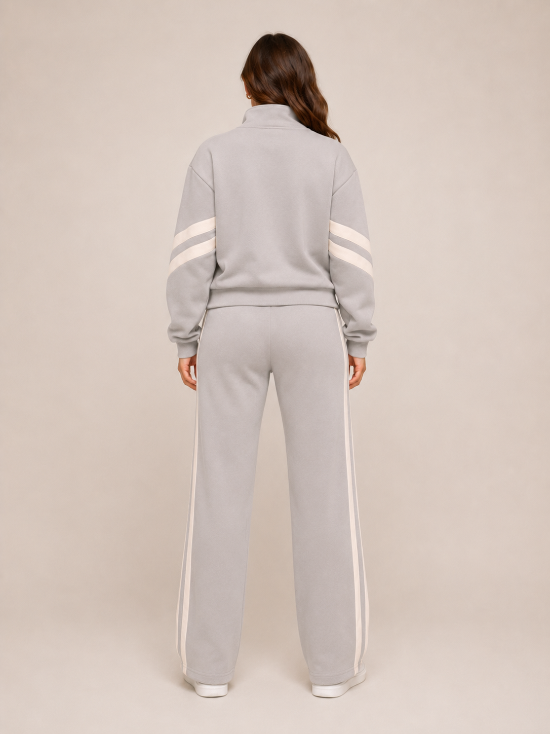 Women's Two-Piece Contrast Stripe Tracksuit Set